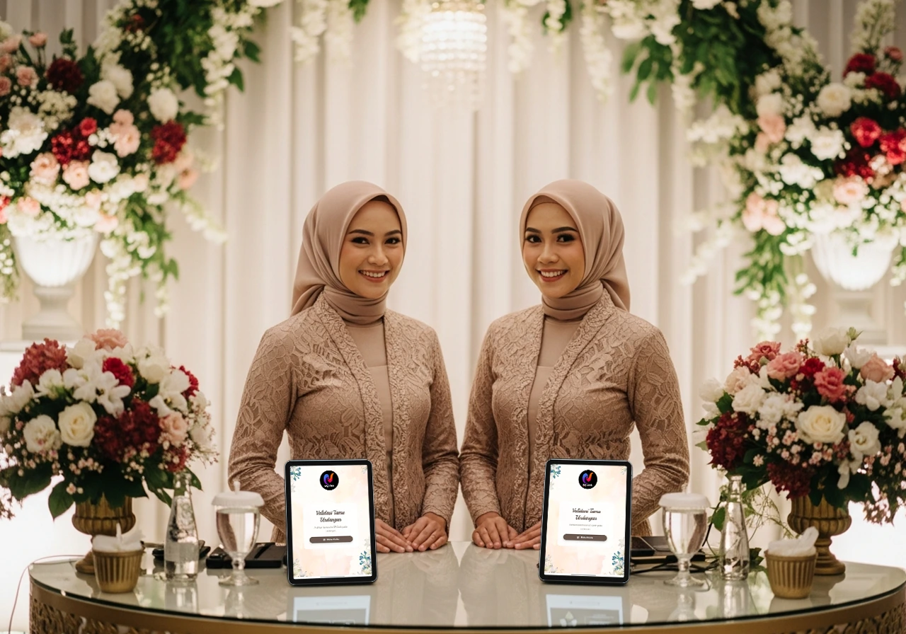 Suasana meja registrasi acara