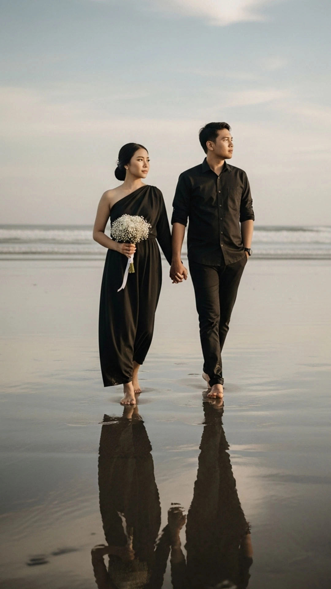 Foto prewedding Putri dan Putra sebagai latar belakang halaman sampul.